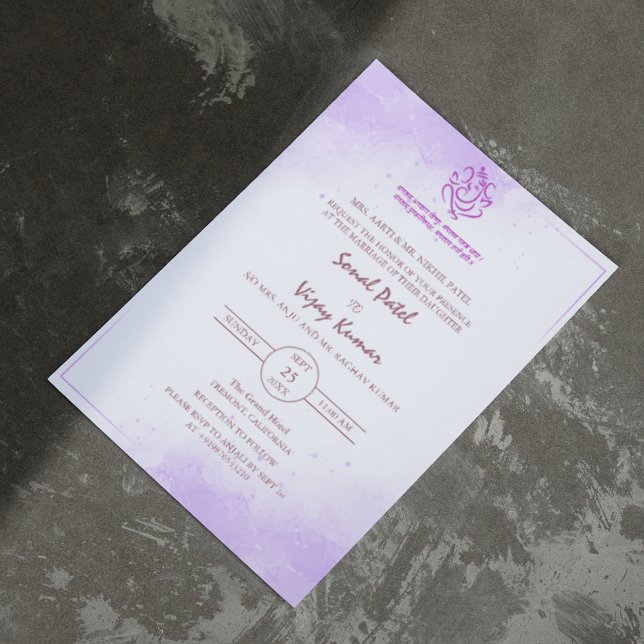 Invitation Mariage indien moderne et hindou Ganesha Logo viol (Créateur téléchargé)