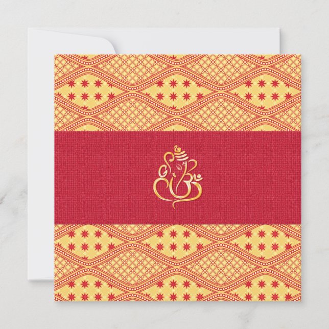 Invitation Mariage indien rouge et jaune Réception (Devant)