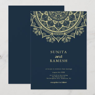 Invitation Mariage indien traditionnel mandala