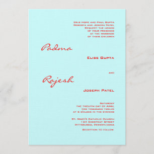 Invitation Mariage indien Turquoise et Red Paisley