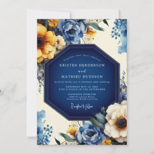 Invitation Mariage Indigo Artistic Bloom