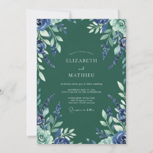 Invitation Mariage Indigo Bleuet Eucalyptus Forêt