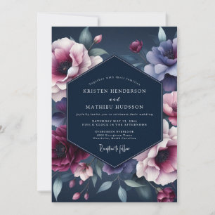 Invitation Mariage Indigo Minuit Flora