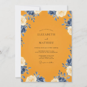 Invitation Mariage Indigo Ranunculus Eucalyptus Souci