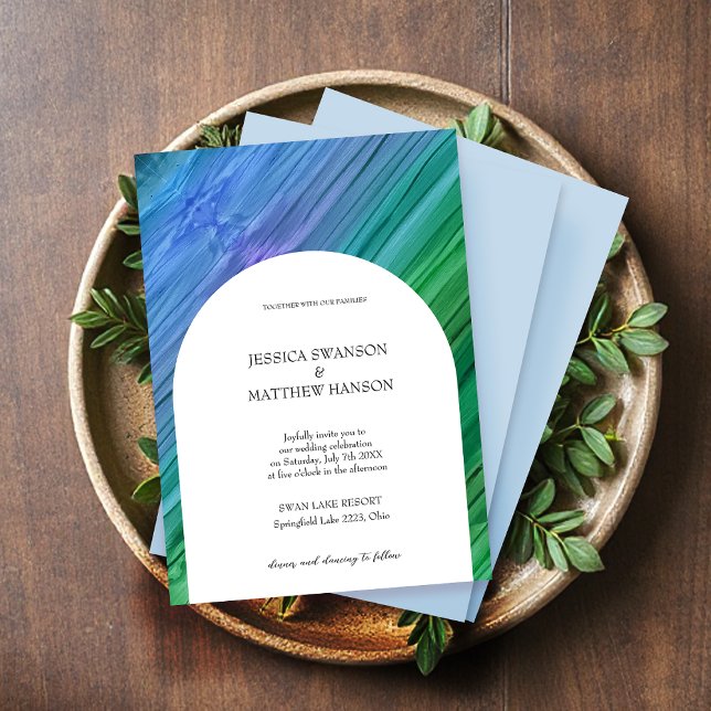 Invitation Mariage indigo riche, vert profond et améthyste (Créateur téléchargé)
