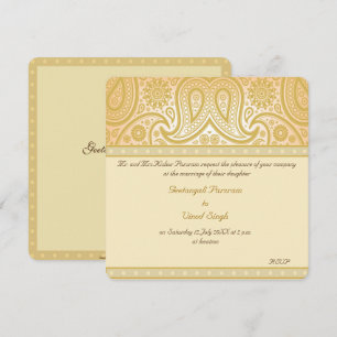 Invitation Mariage indou de Paisley d'or