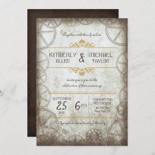 Invitation Mariage industriel Vintage Steampunk