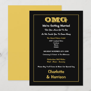 Invitation Mariage informel Black Gold