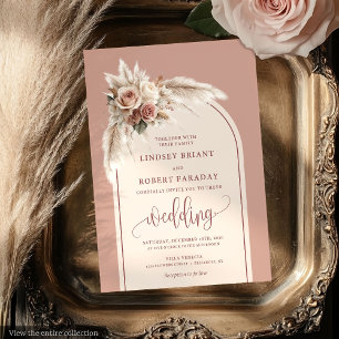 Invitation Mariage inoubliable de Pampas rose poussiéreuse in