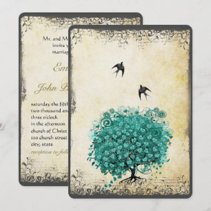 Invitation Mariage Inséparable de l'arbre Turquoise de la feu