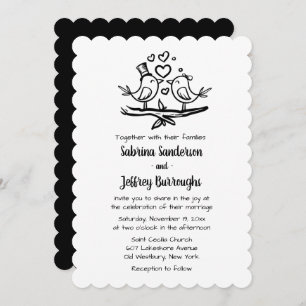 Invitation Mariage Inséparable des Lovebirds blancs