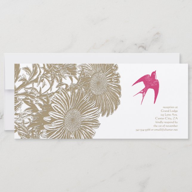Invitation Mariage Inséparable rose Vintage rustique (Devant)