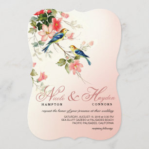 Invitation Mariage Inséparable Vintage  blanc rose pâle