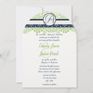 Invitation Mariage Inséparables Green Grey de la Marine Apple