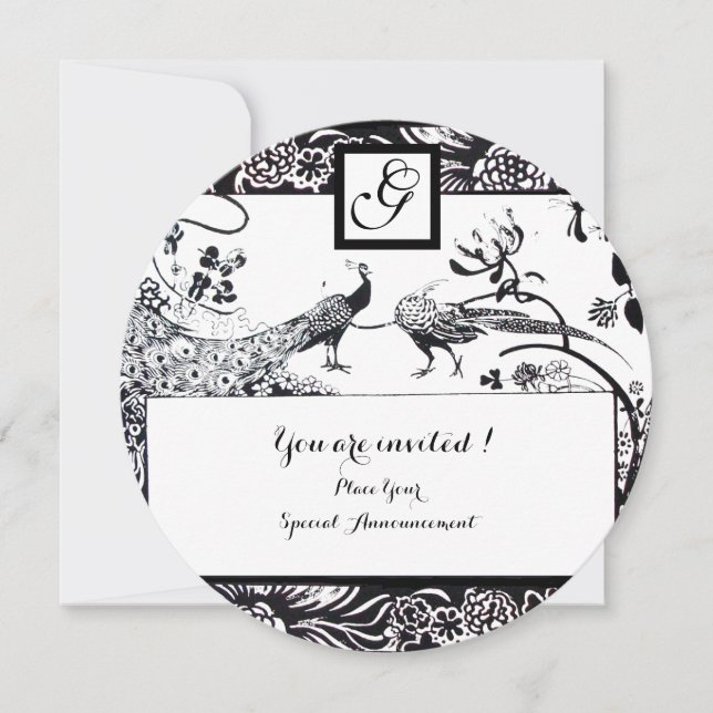 Invitation MARIAGE INSÉPARABLES MONOGRAM noir, cercle blanc (Devant)
