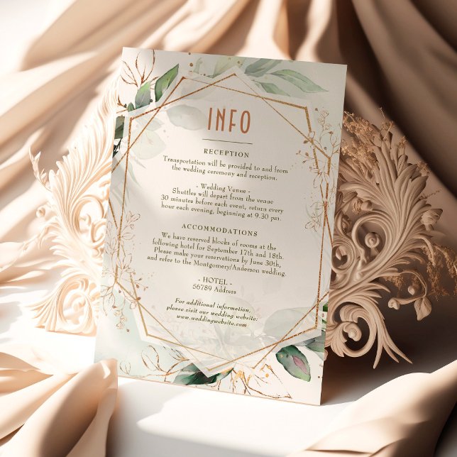 Invitation Mariage Insérer INFO et détails Or & vert (Créateur téléchargé)