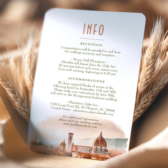Invitation Mariage Insertion INFO et détails Florence Italie (Créateur téléchargé)