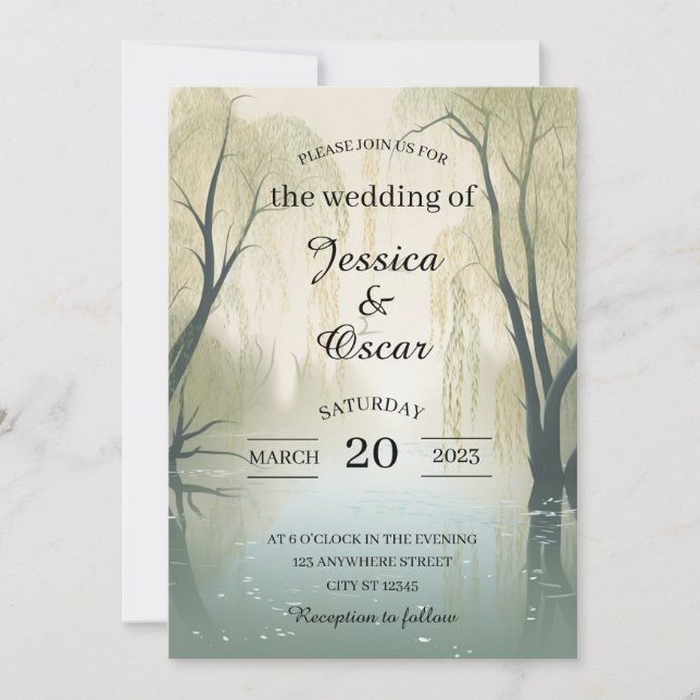Invitation Mariage inspiré de la source fluviale (Devant)
