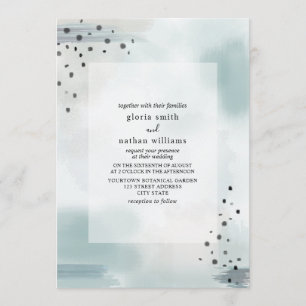 Invitation Mariage inspiré de l'aquarelle gris bleu Abstrait