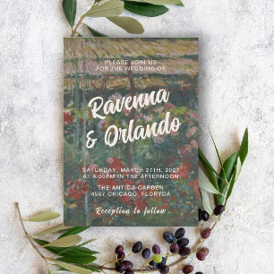 Invitation Mariage inspiré du jardin de pivoines de Monet en