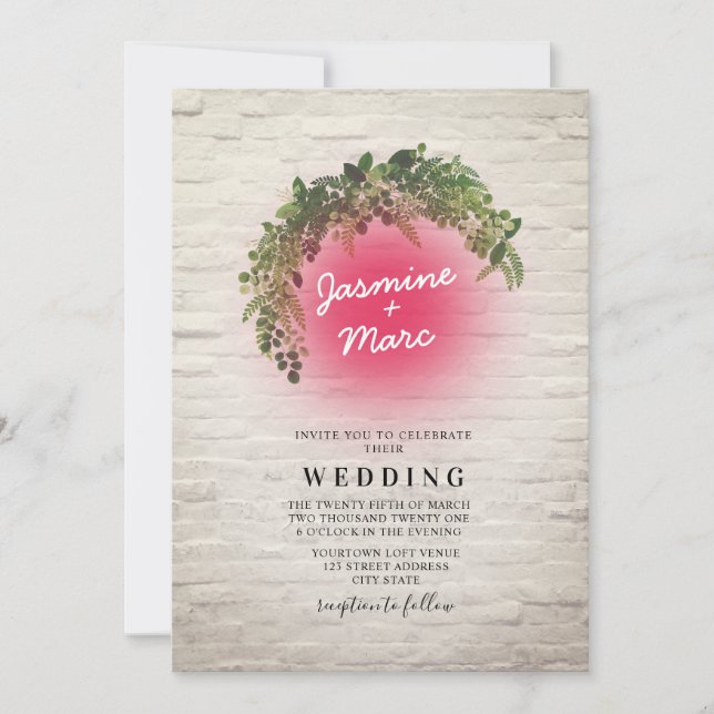 Invitation Mariage inspiré par la signature Neon (Devant)