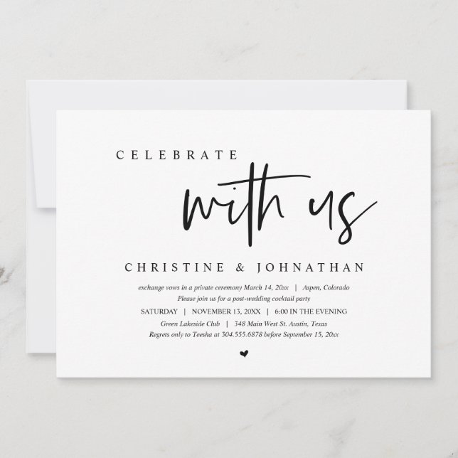 Invitation Mariage intime, Célébrez avec nous (Devant)