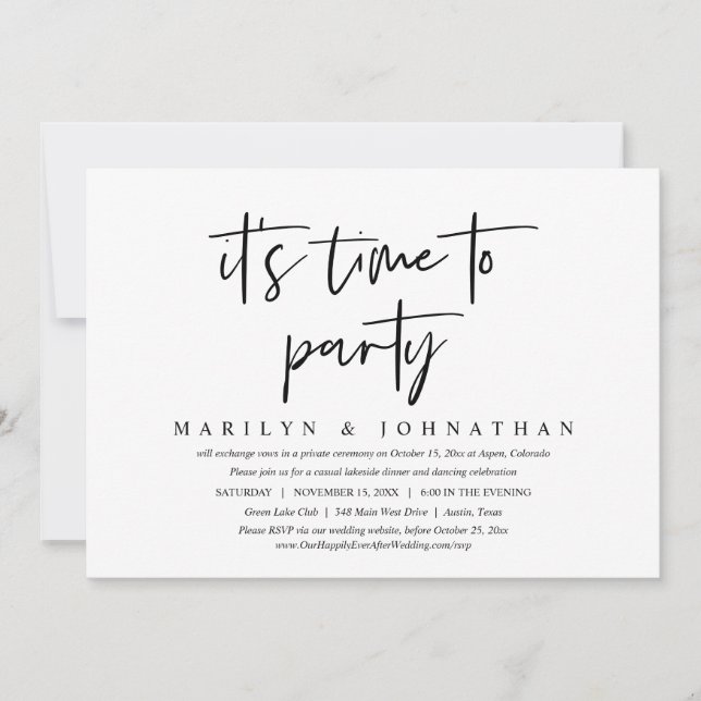 Invitation Mariage Intime et Décontracté, C'est L'heure de Fa (Devant)