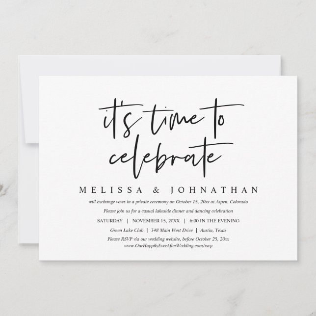 Invitation Mariage Intime et Simple, C'est le moment de céléb (Devant)