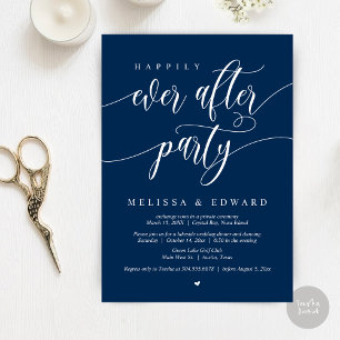 Invitation Mariage Intime Happily Ever After, Bleu Nuit