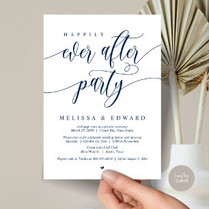 Invitation Mariage Intime Happily Ever After, Bleu Nuit