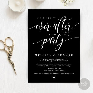 Invitation Mariage Intime Happily Ever After, Élégant Noir