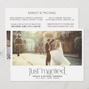 Invitation Mariage Intime Réception Photo Uniquement
