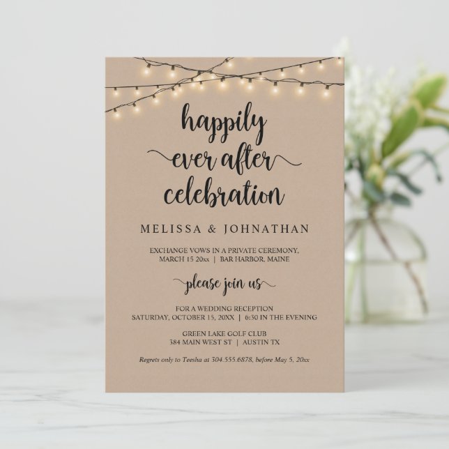 Invitation Mariage Intime Rustique, Célébration de Félicité É (Debout devant)