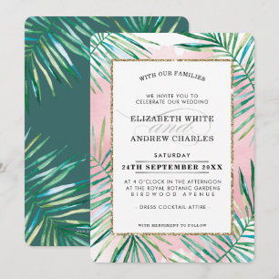 Invitation MARIAGE INVITER chic palmier tropical feuilles