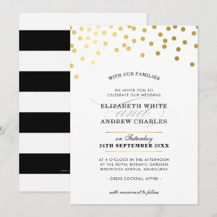 Invitation MARIAGE INVITER chic taches de confettis d'or mode