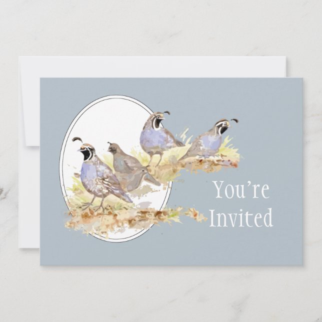 Invitation Mariage Inviter Custom California Quail Birds (Devant)