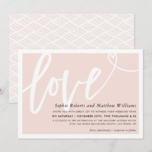 Invitation MARIAGE INVITER la brosse d'amour lettrée rose pâl