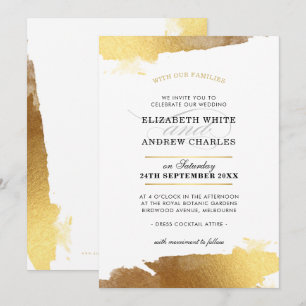 Invitation MARIAGE INVITEZ les bords dorés luxueux et moderne