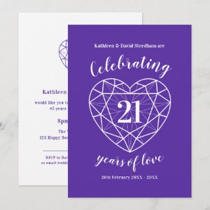 Invitation Mariage Iolite Anniversaire 21 ans d'amour