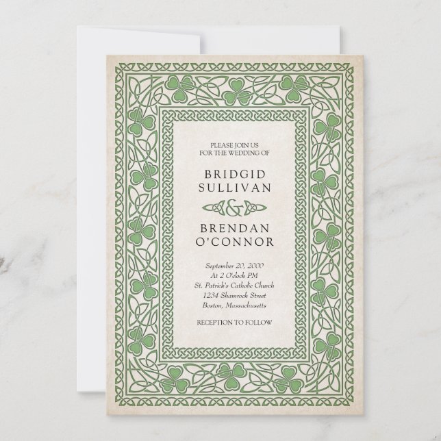 Invitation Mariage irlandais de St. Patrick (Devant)