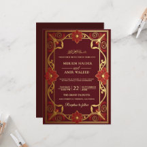 Mariage islamique Art Déco vintage bordeaux et or