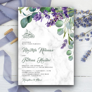 Invitation Mariage Islamique au Marbre de Lavande Eucalyptus