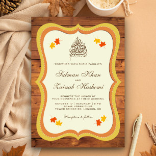 Invitation Mariage Islamique Bois de Grange Rustique Automne