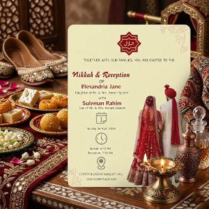 Invitation Mariage islamique élégant Nikkah et réception