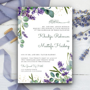 Invitation Mariage islamique floral lavande eucalyptus rustiq