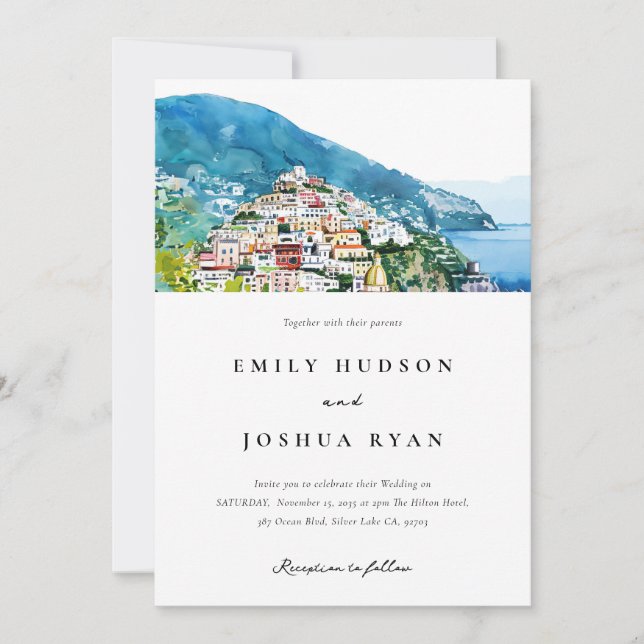 Invitation Mariage italien de la côte d'Amalfi (Devant)