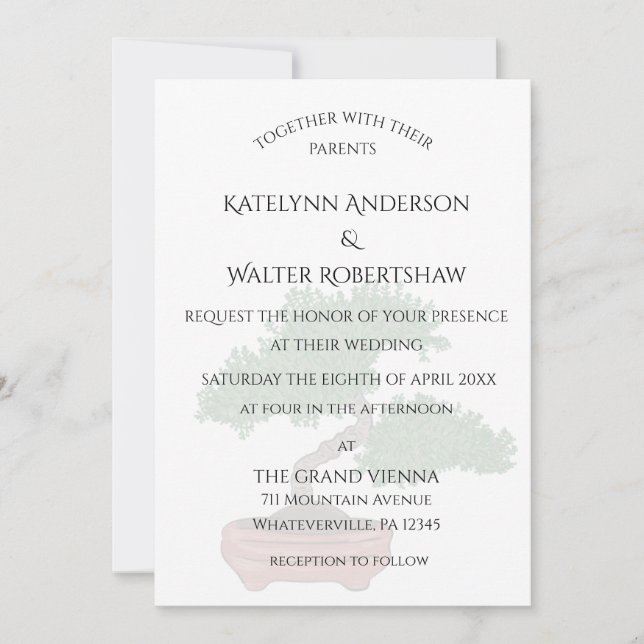 Invitation Mariage japonais Bonsai Tree (Devant)