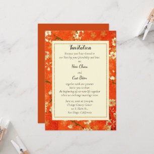 Invitation Mariage japonais d'invitation à la florale rouge e