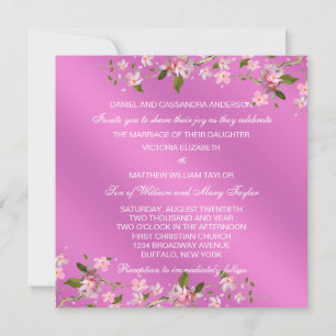 Invitation Mariage japonais rose fleurs de cerisier