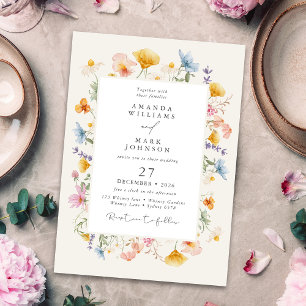 Invitation Mariage Jardin Botanique de Fleurs Sauvages Bohème